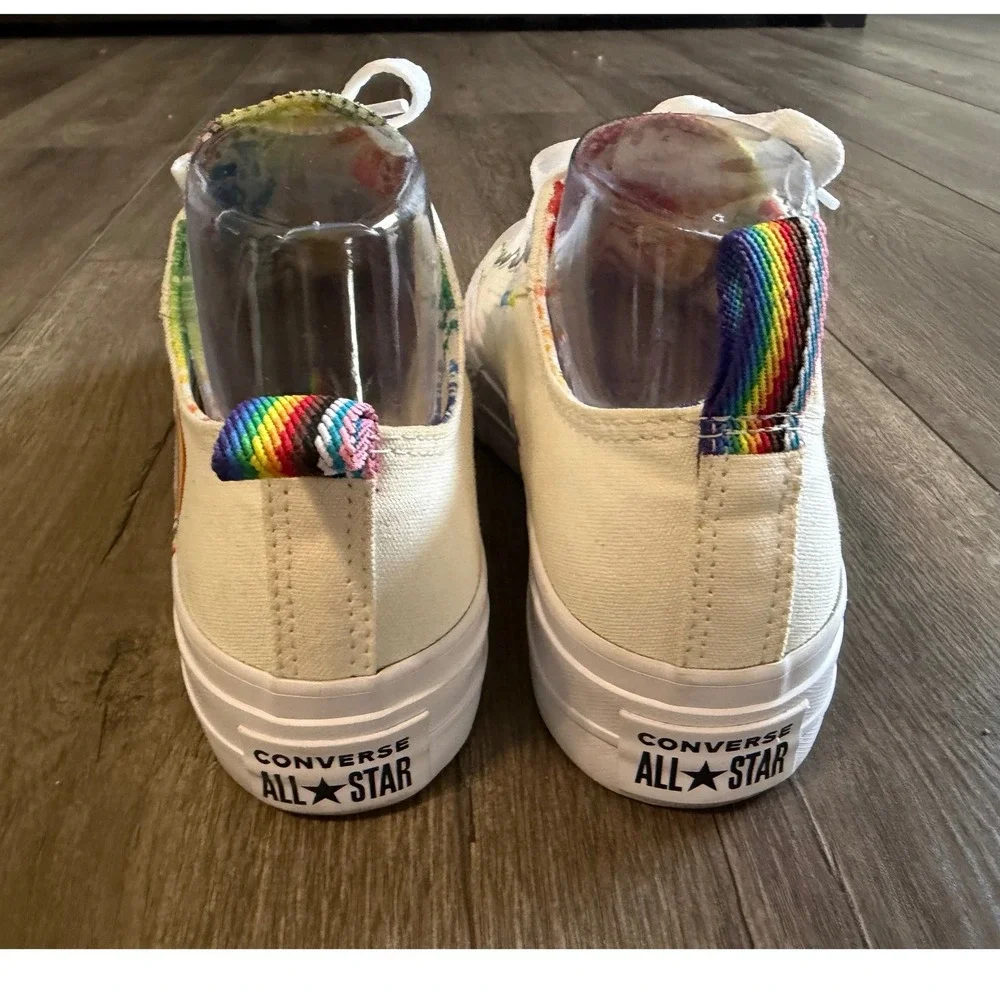 Converse Chuck Taylor All Star Lift Pride Rainbow White Platform Womens 7.5 - Picture 2 of 10